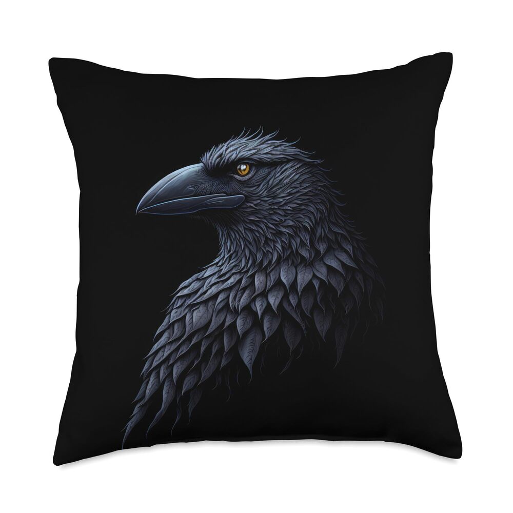 5989 Mystical Raven Black Crow Throw Pillow